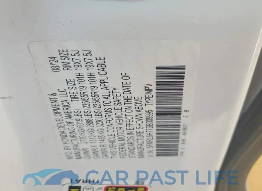 5FNRL6H77SB009995# 13