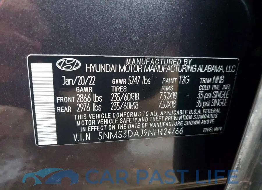 5NMS3DAJ9NH424766# 14