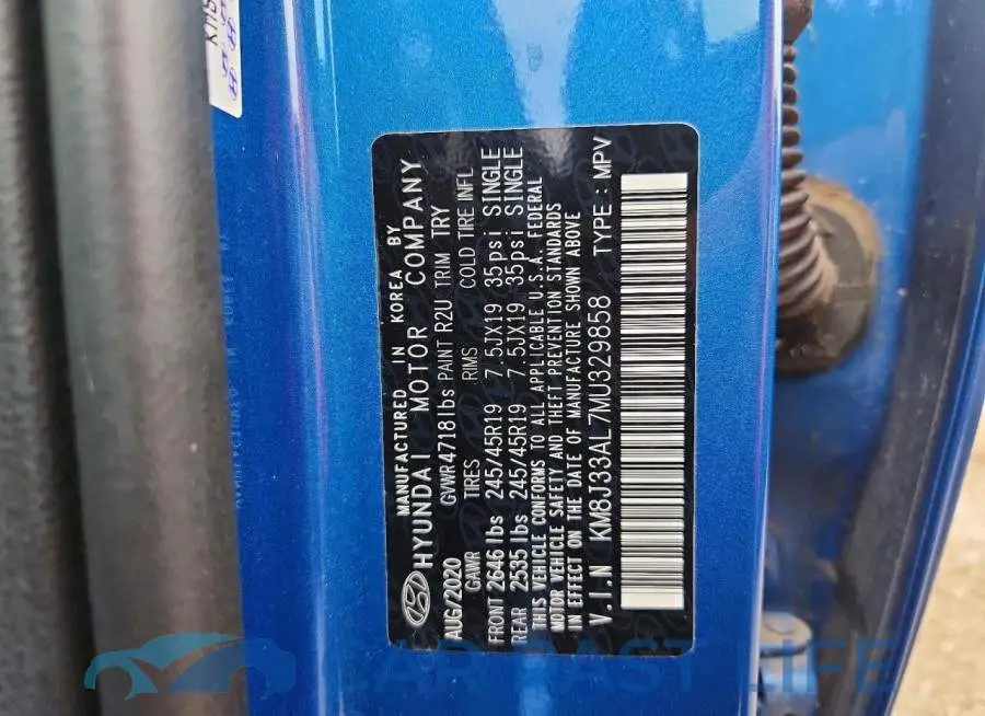 KM8J33AL7MU329858# 12