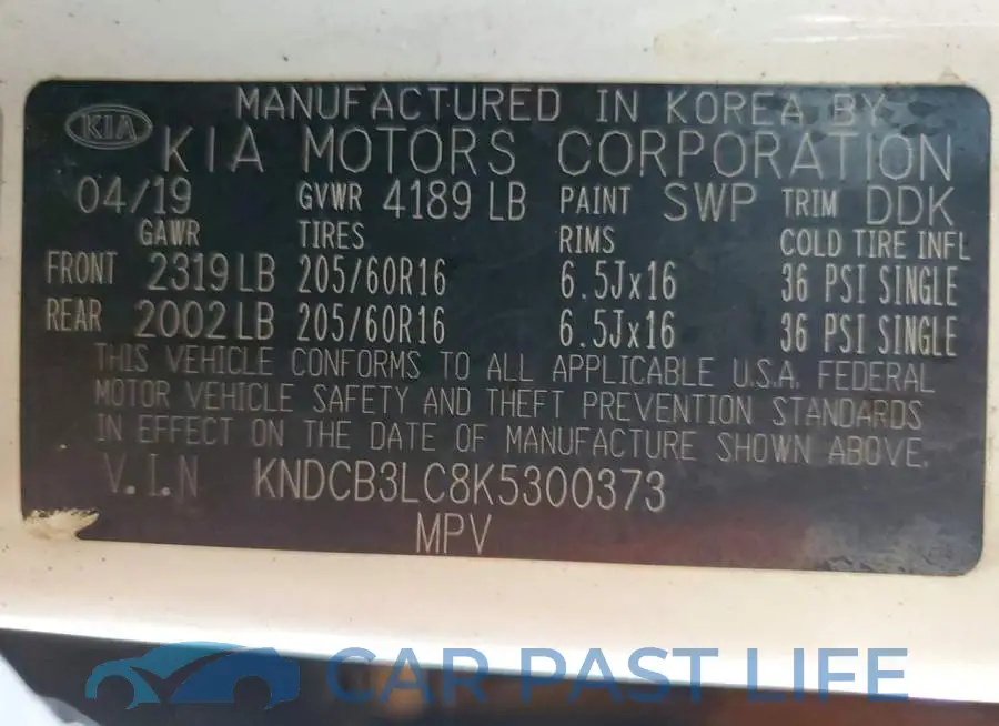 KNDCB3LC8K5300373# 12
