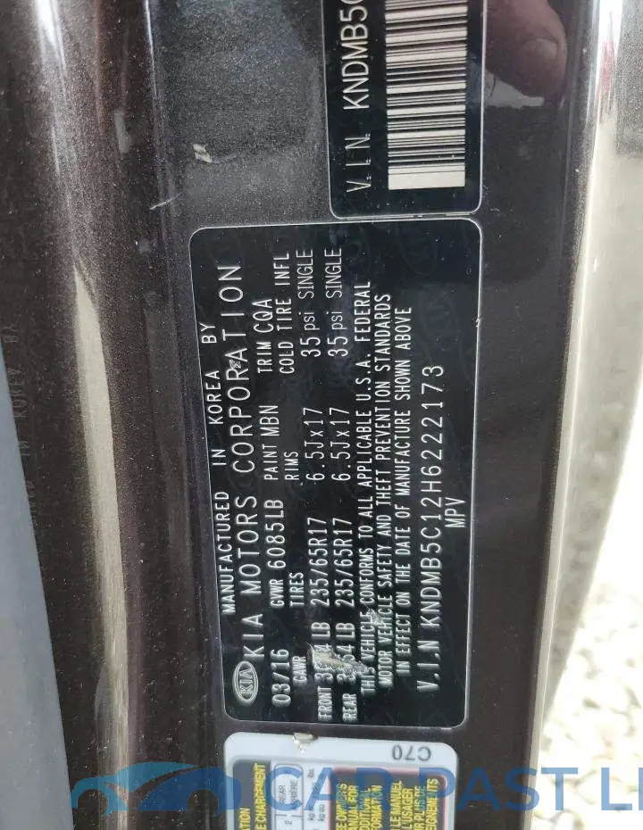 KNDMB5C12H6222173# 13