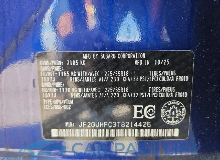 JF2GUHFC3T8214426# 13