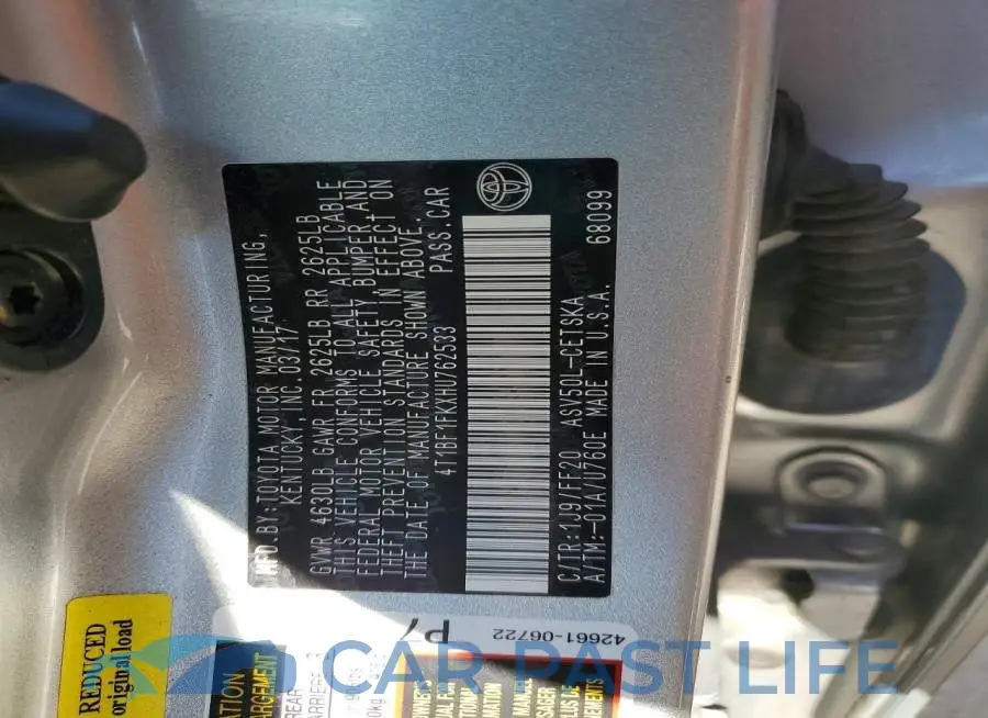 4T1BF1FKXHU762533# 12