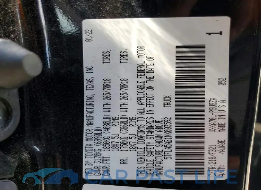 5TFLA5AB1NX003592# 12
