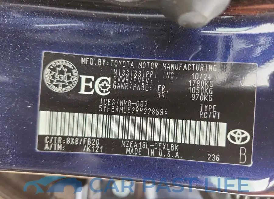 5YFB4MDE2RP228594# 12