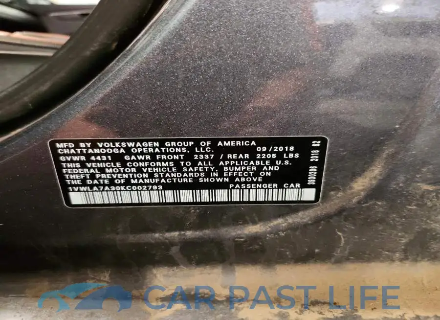1VWLA7A30KC002793# 12