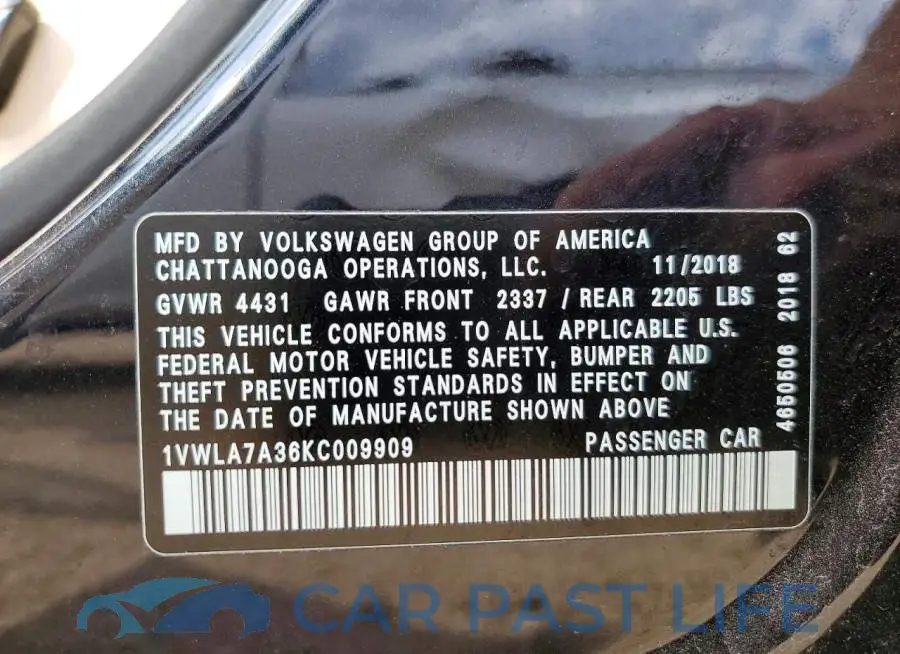 1VWLA7A36KC009909# 12