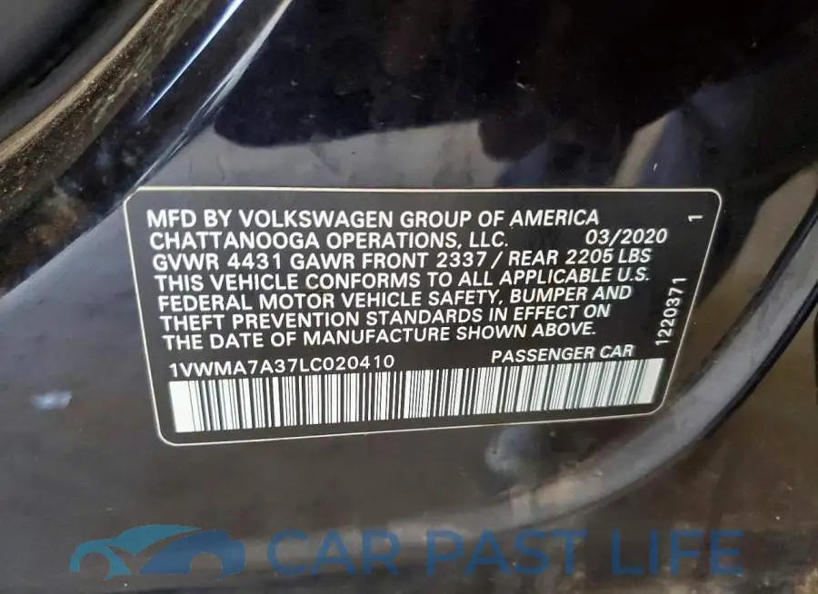 1VWMA7A37LC020410# 12