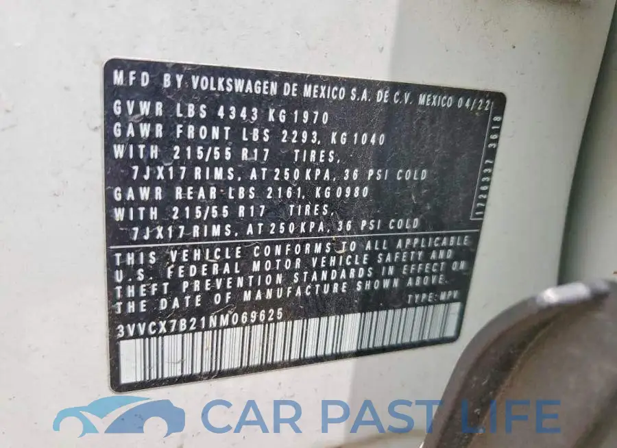 3VVCX7B21NM069625# 12