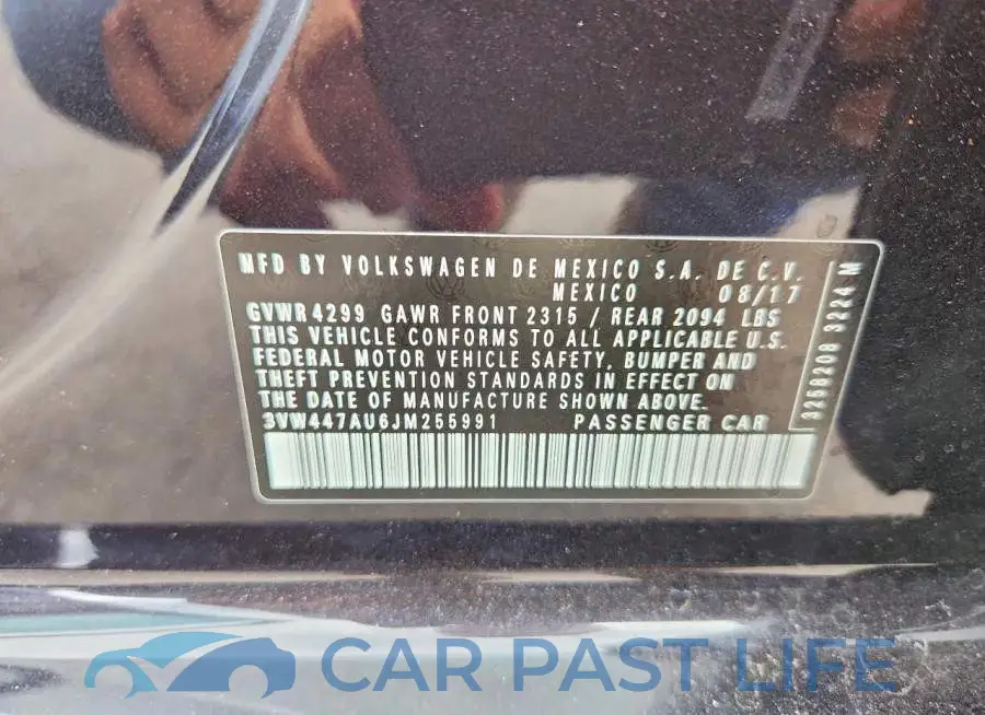 3VW447AU6JM255991# 12