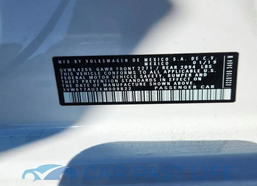 3VW5T7AU2KM009822# 12