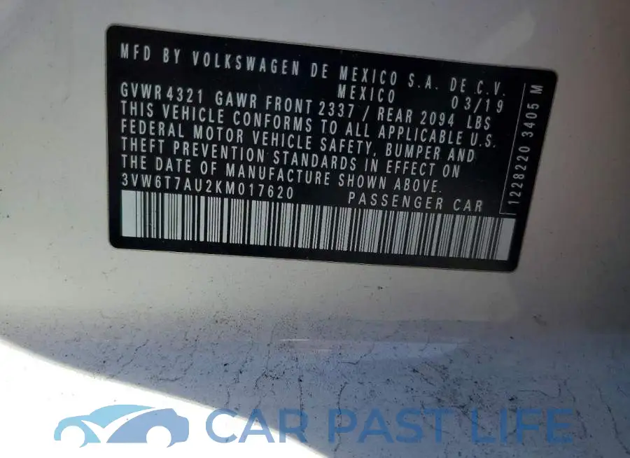 3VW6T7AU2KM017620# 12