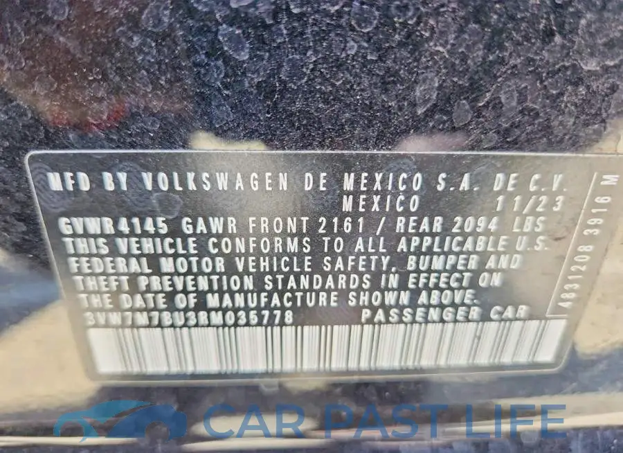 3VW7M7BU3RM035778# 12