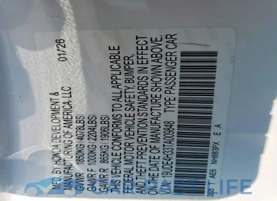 19UDE4H33TA009848# 12