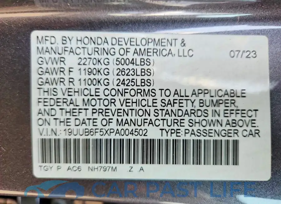 19UUB6F5XPA004502# 12