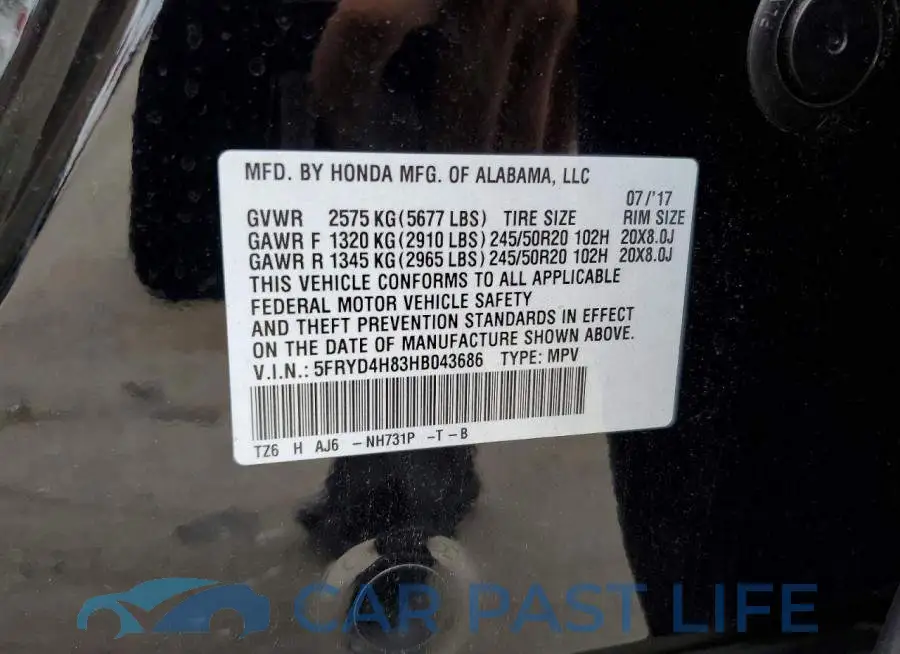 5FRYD4H83HB043686# 13