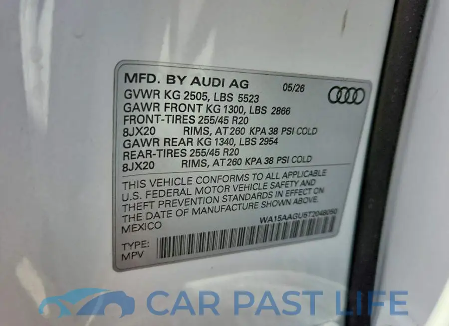 WA15AAGU5T2048050# 13