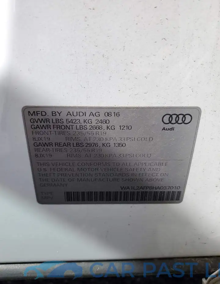 WA1L2AFP8HA037010# 13