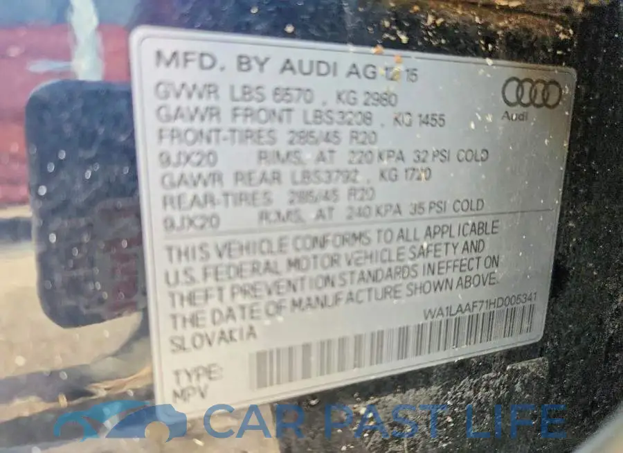 WA1LAAF71HD005341# 13