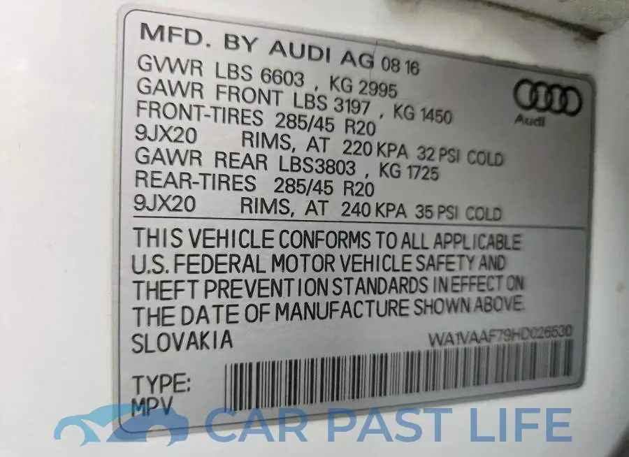 WA1VAAF79HD026530# 13