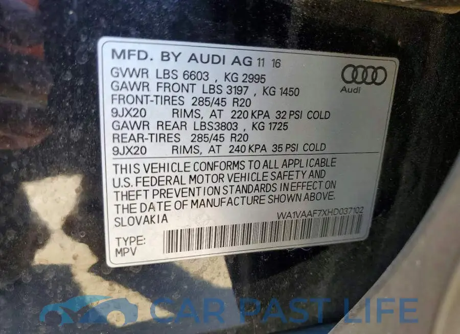 WA1VAAF7XHD037102# 13