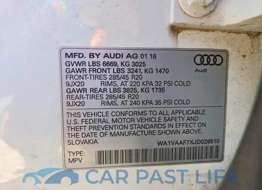 WA1VAAF7XJD029510# 13