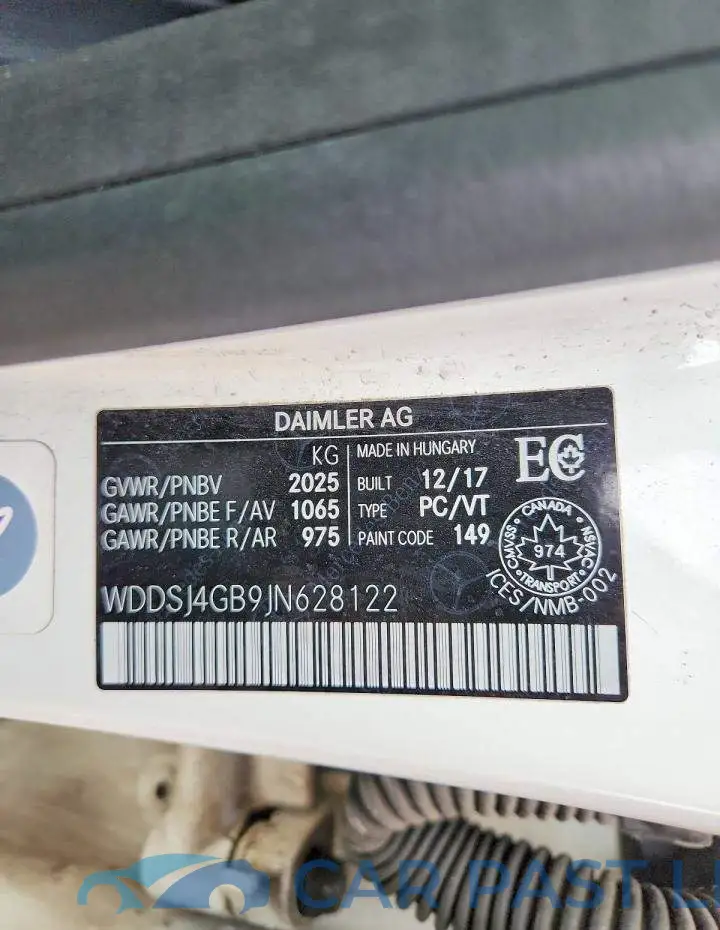 WDDSJ4GB9JN628122# 12