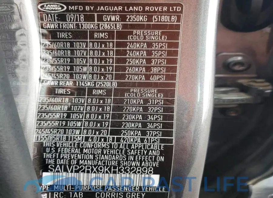 SALVP2RX9KH332898# 13