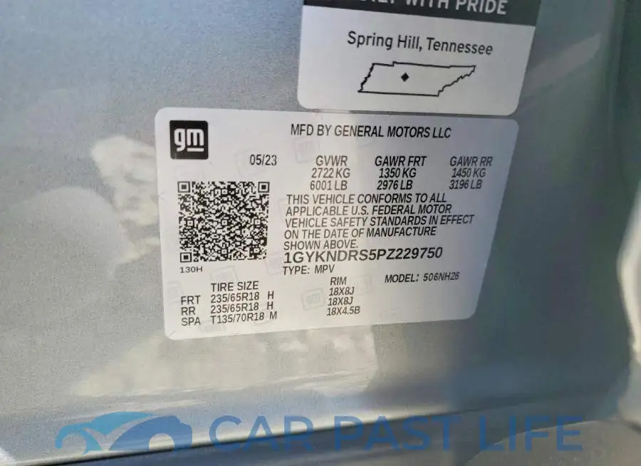1GYKNDRS5PZ229750# 13
