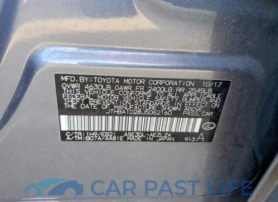 JTHBA1D28J5062160# 12