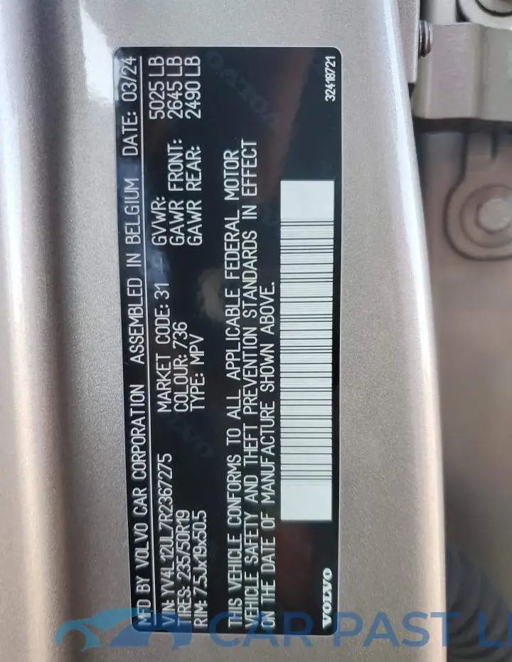 YV4L12UL7R2367275# 12