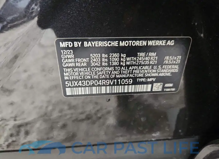 5UX43DP04R9V11059# 12