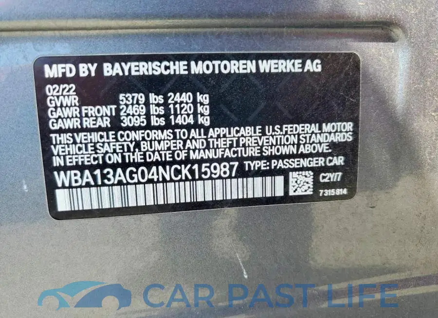 WBA13AG04NCK15987# 13