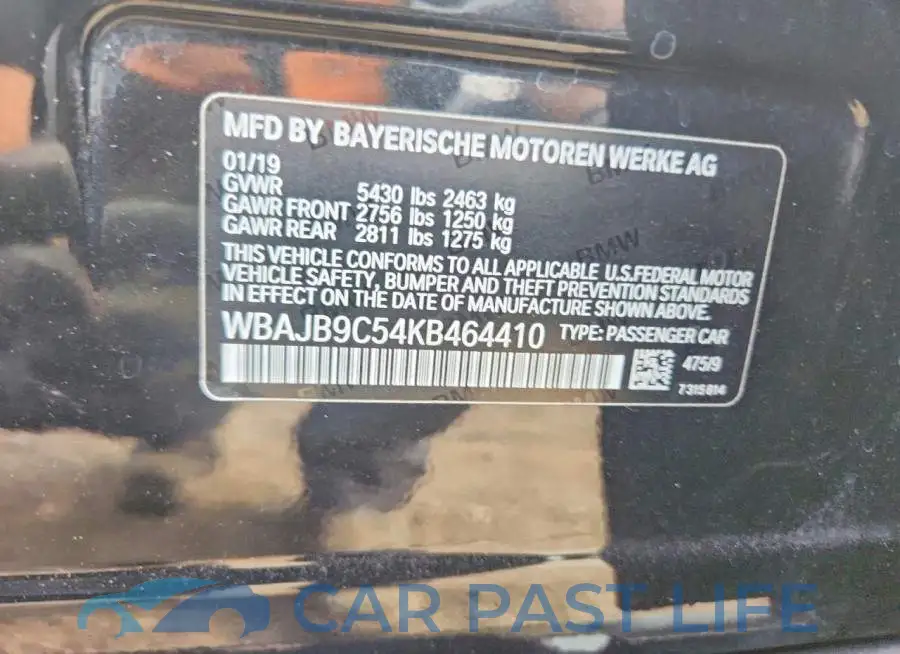 WBAJB9C54KB464410# 12
