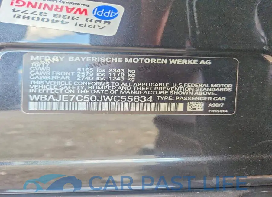 WBAJE7C50JWC55834# 12