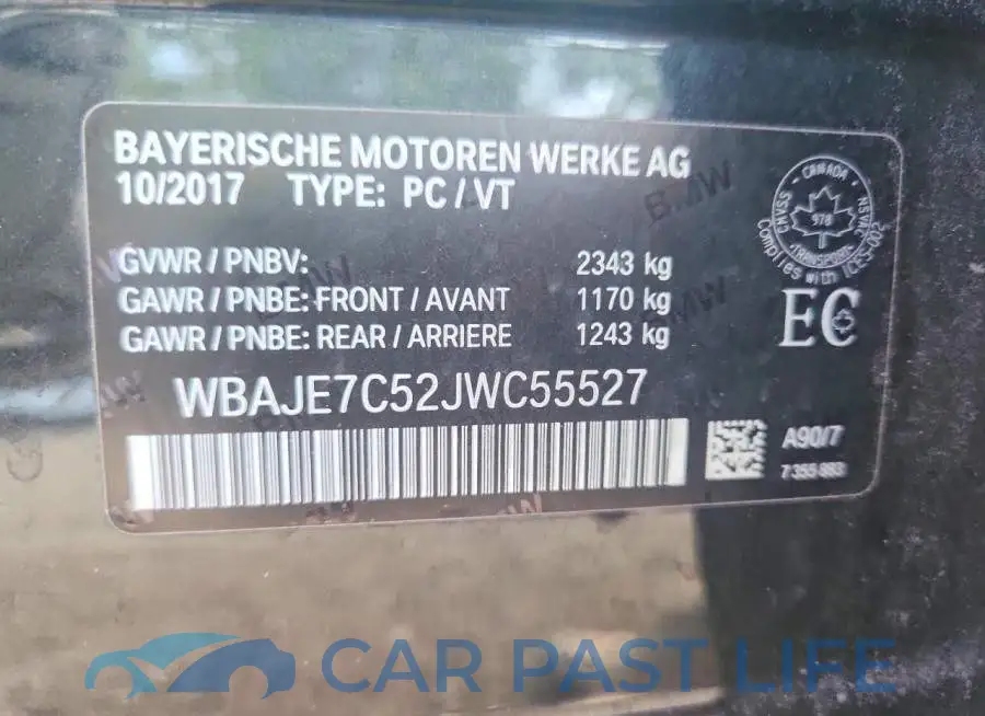 WBAJE7C52JWC55527# 13