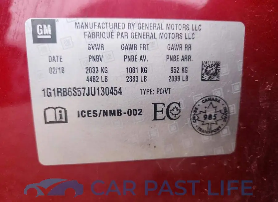 1G1RB6S57JU130454# 12