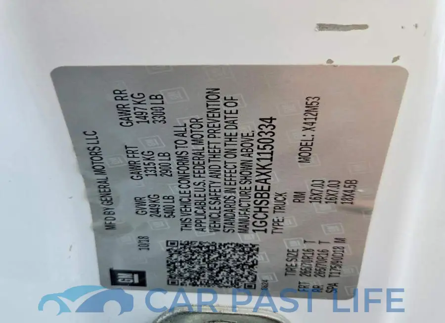 1GCHSBEAXK1150334# 12