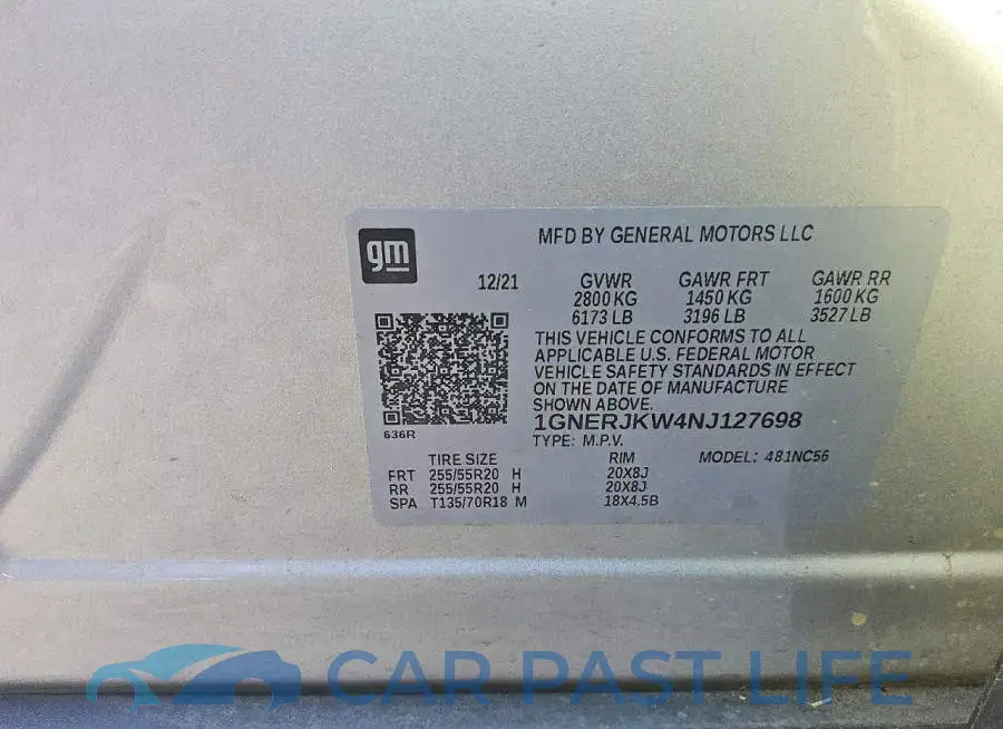 1GNERJKW4NJ127698# 13