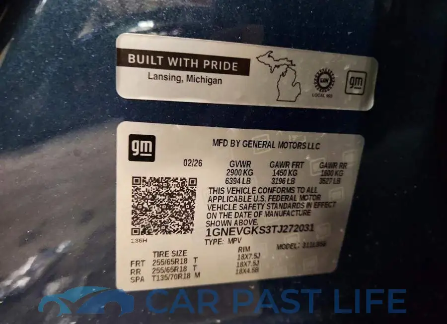 1GNEVGKS3TJ272031# 13