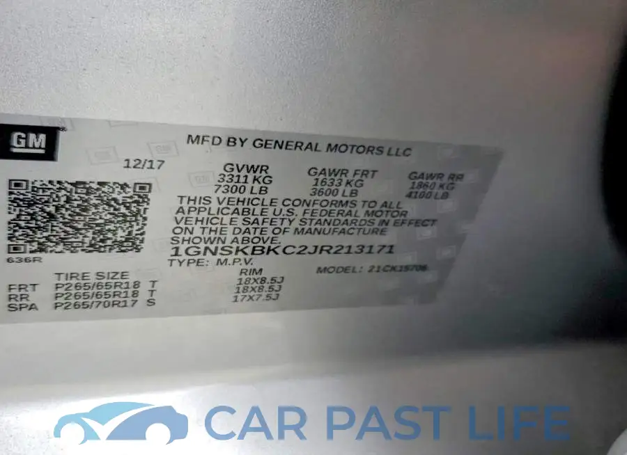 1GNSKBKC2JR213171# 14