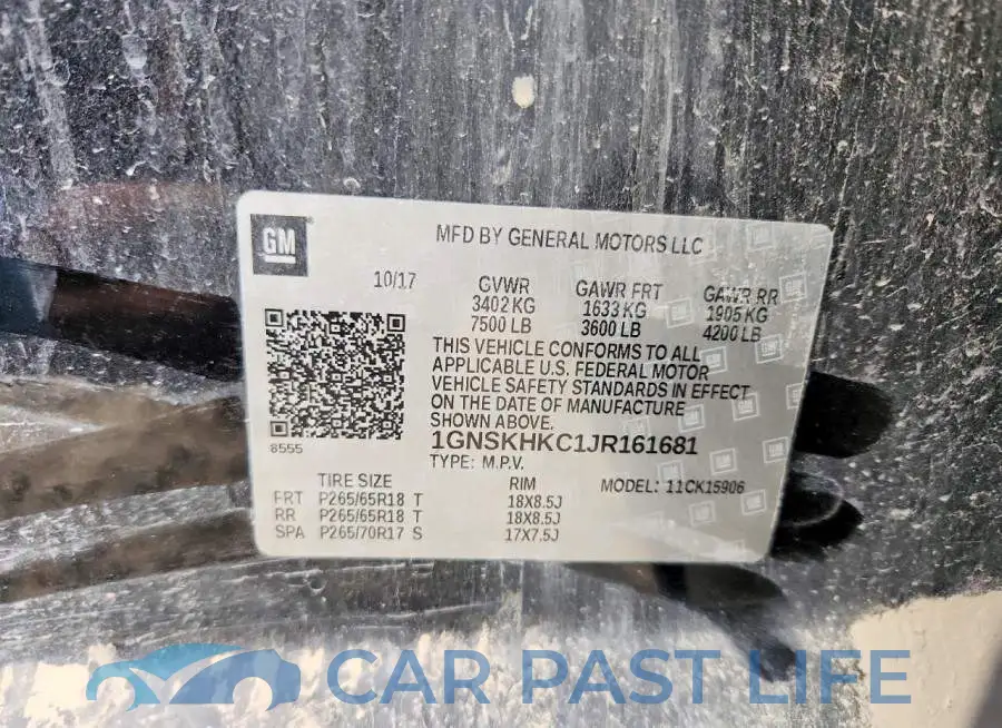 1GNSKHKC1JR161681# 13