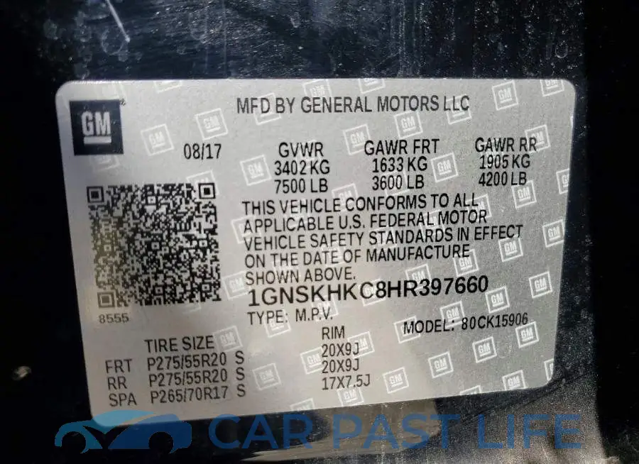 1GNSKHKC8HR397660# 14
