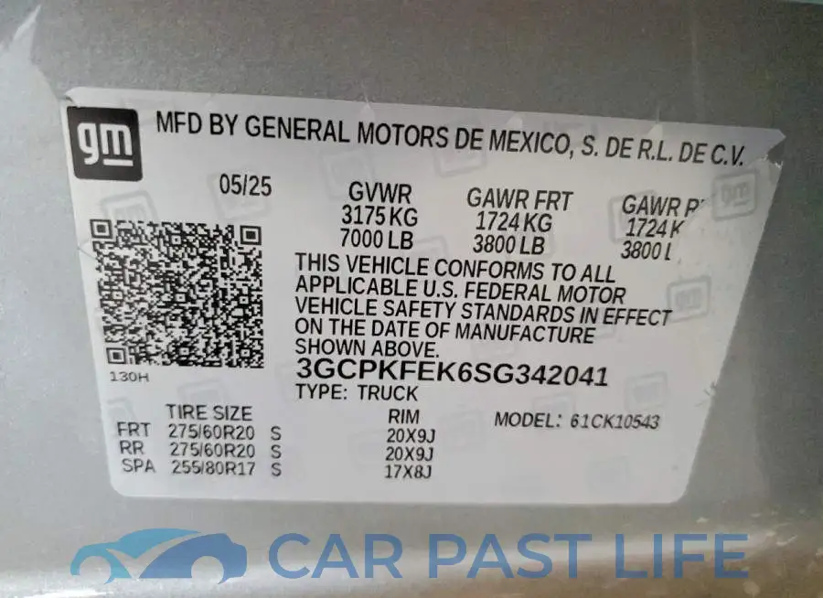 3GCPKFEK6SG342041# 12