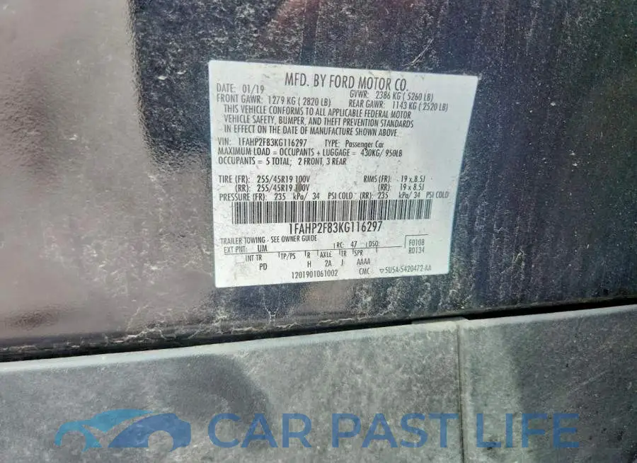 1FAHP2F83KG116297# 12