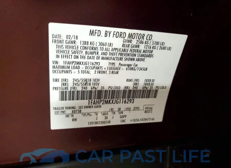 1FAHP2MKXJG116293# 12