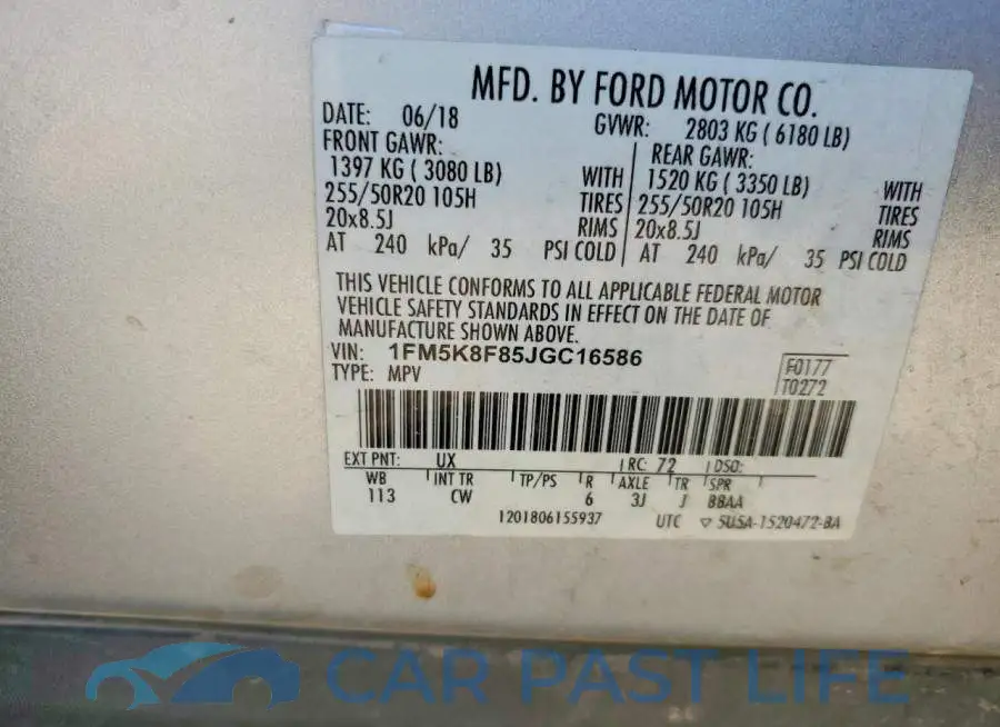 1FM5K8F85JGC16586# 13