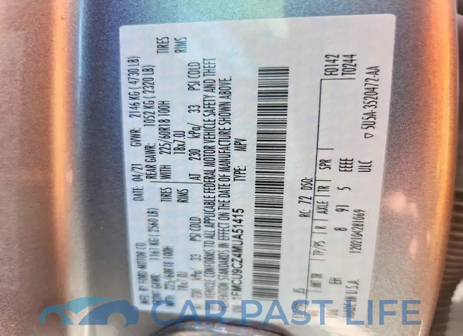 1FMCU9CZ4MUA51415# 14