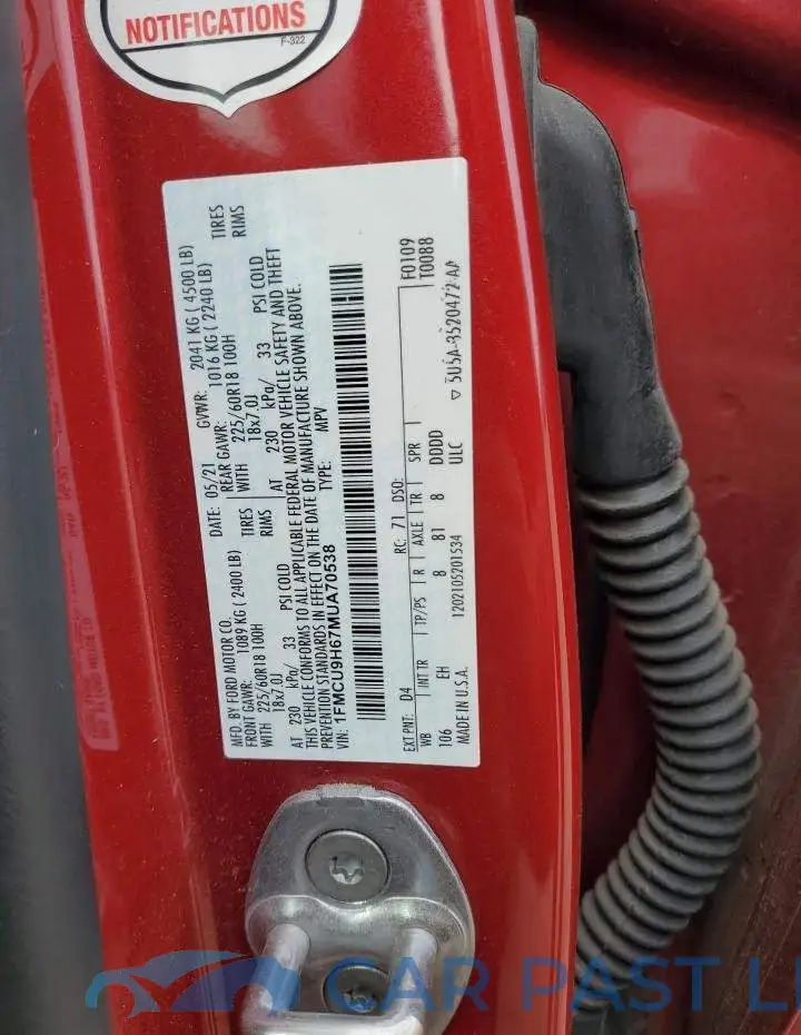 1FMCU9H67MUA70538# 13