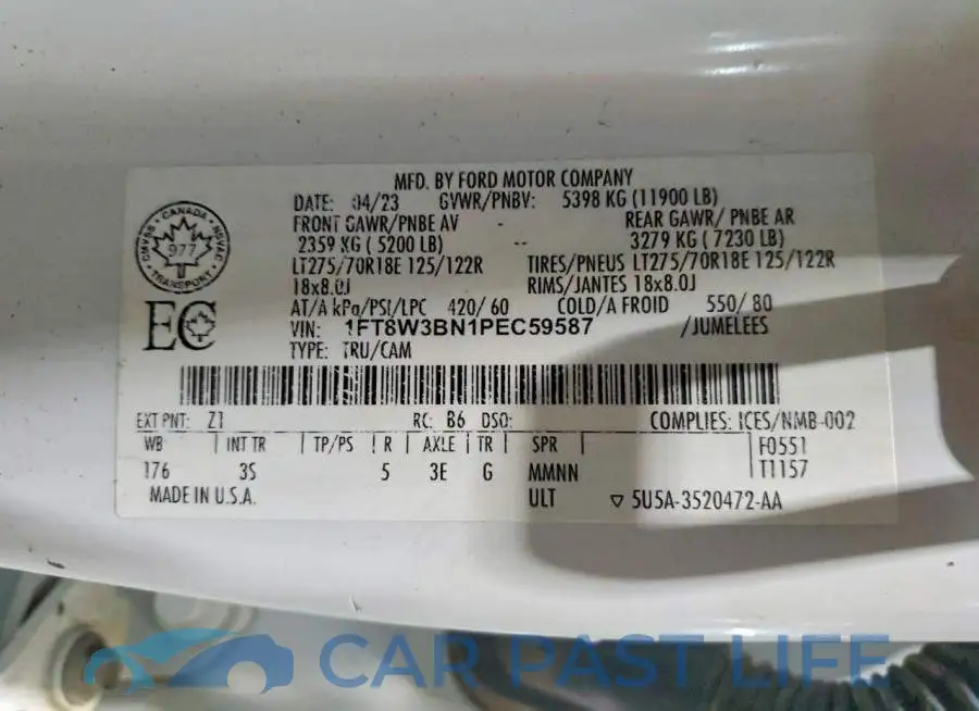 1FT8W3BN1PEC59587# 12